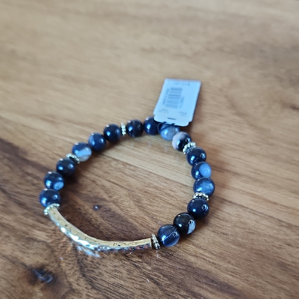 The Limited Blue and Gold Beaded Bracelet
